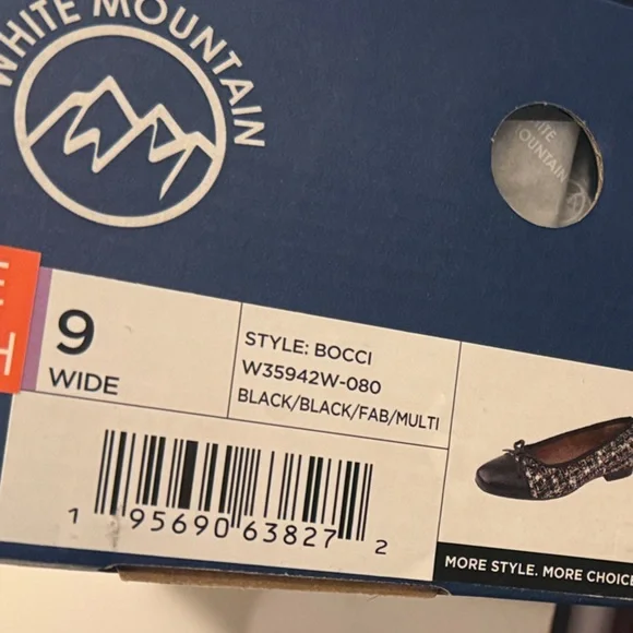 White Mountain Women'boucle  fabric tweed Black white  gold and Patterned Flats - Picture 5 of 7